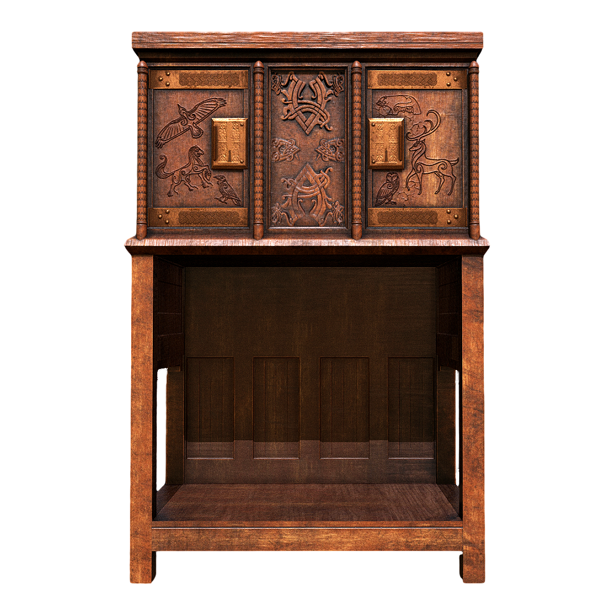 Medieval Mahogany Elegant Carved Design Dresser