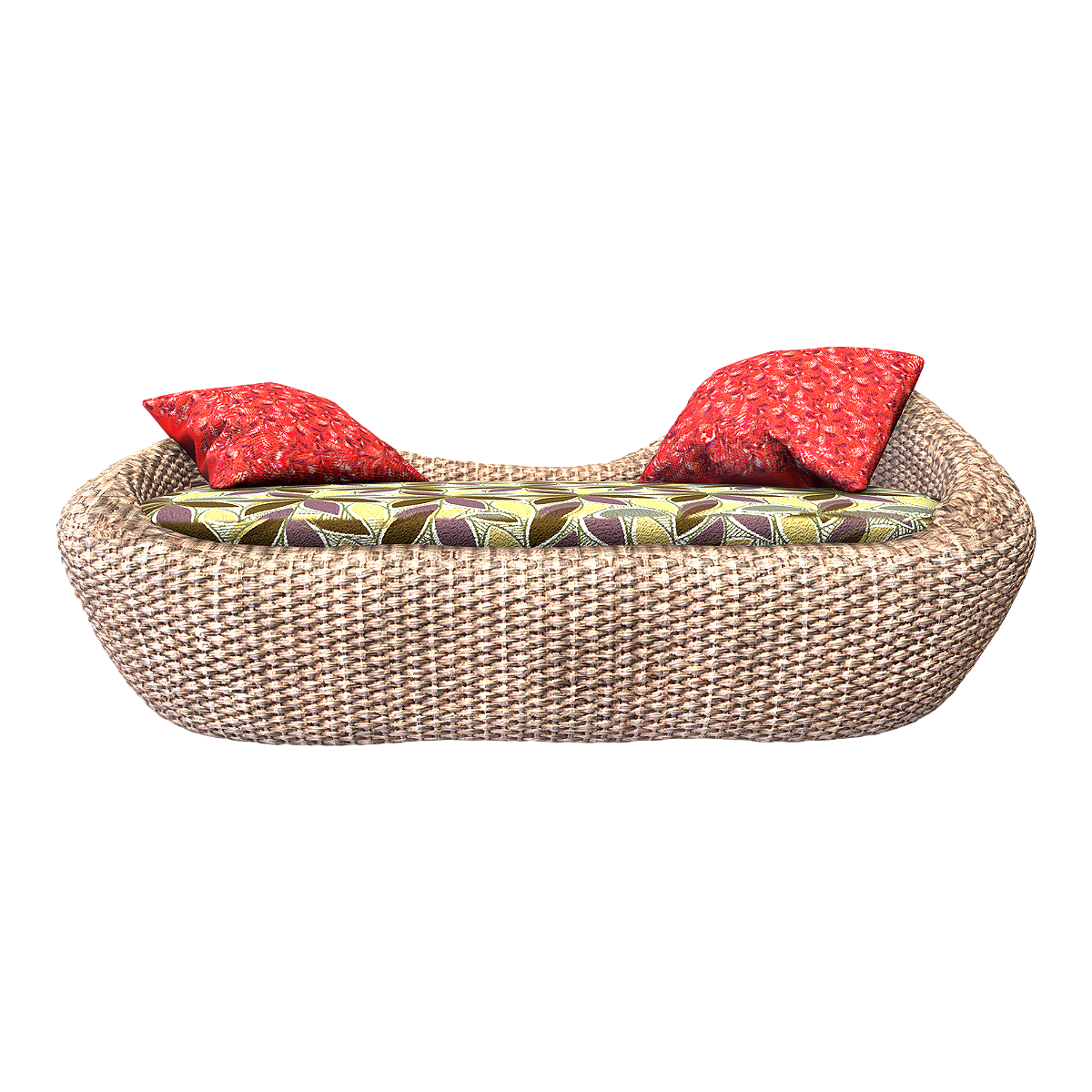 Asian modern style double rattan sofa