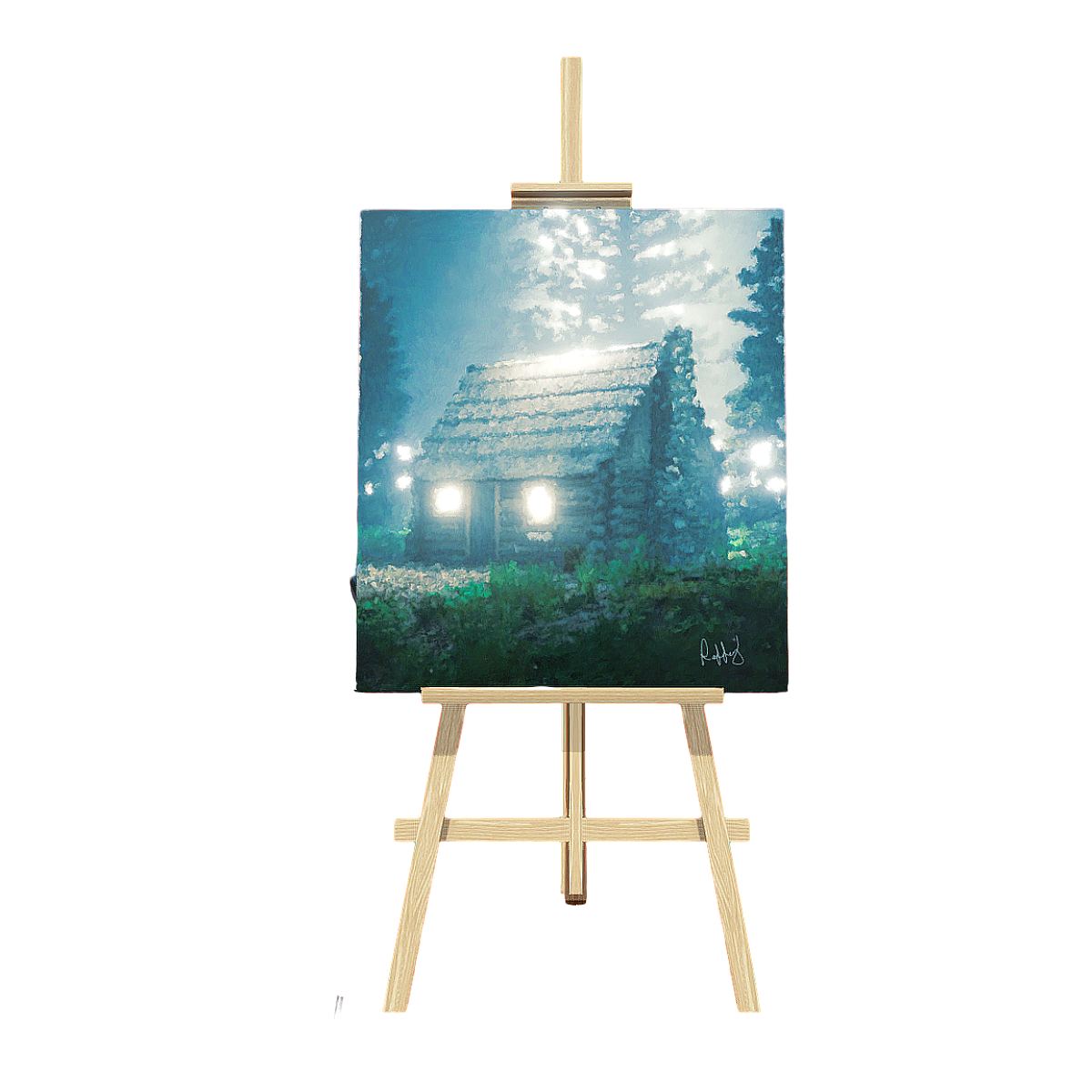 Modern Wind Indoor and Outdoor Universal Easel Forest Cabin Oil Painting