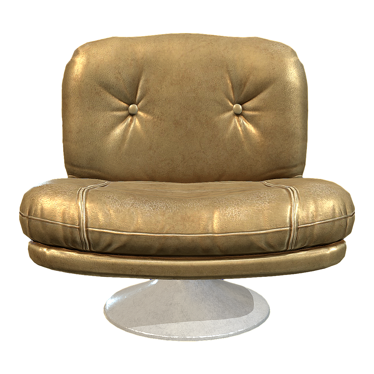 American Vintage 70 s light yellow Cream Leather Chair