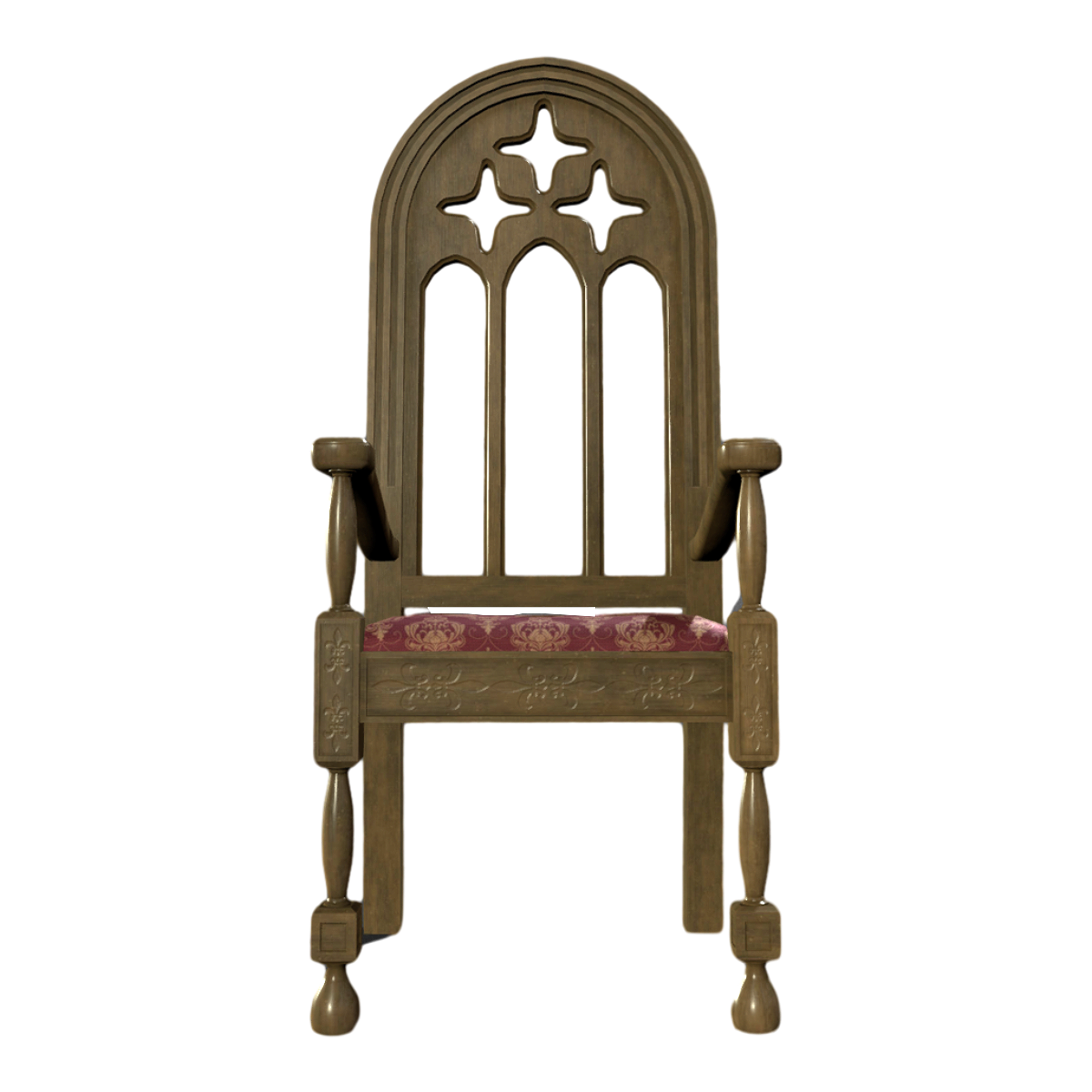 Medieval aristocratic dark oak carved armchair