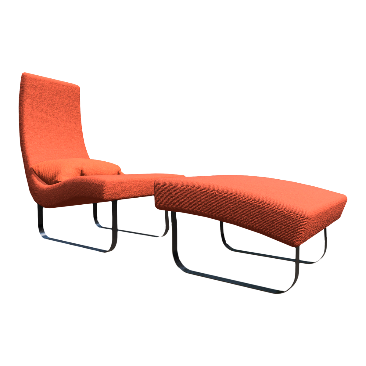 Modern Simple Design Orange Lazy Sofa Chair with Foot