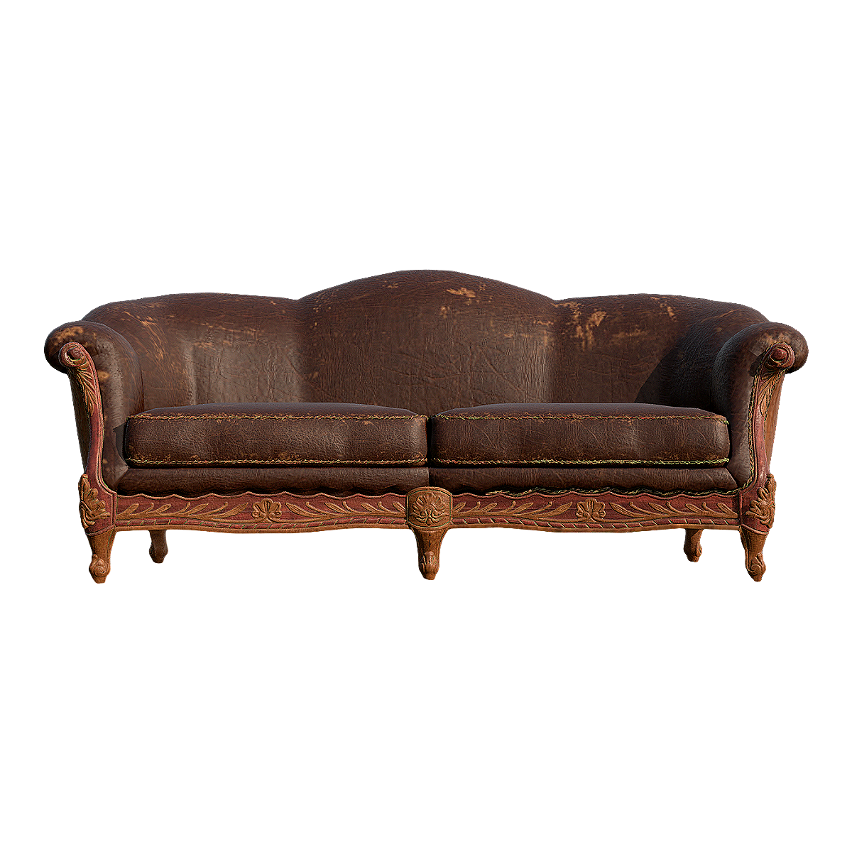 19th century British antique leather double sofa