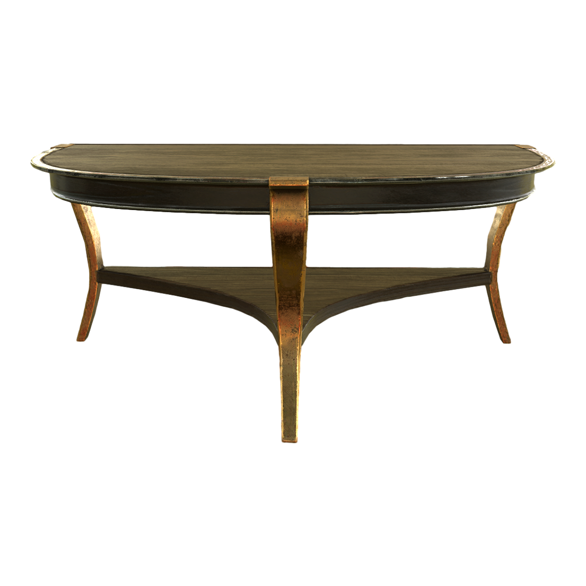 Medieval Retro Solid Wood Living Room Semi-Round Wall Table