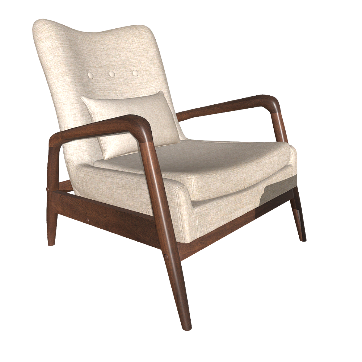 European-style modern creamy-white cotton velvet walnut armrest sofa chair