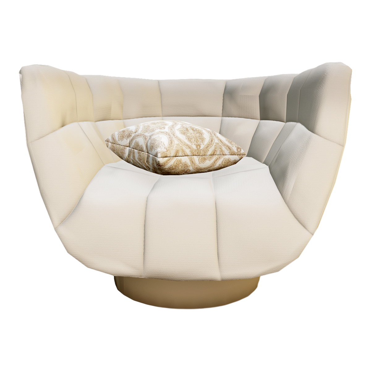 European-style creamy-white leather leisure single sofa