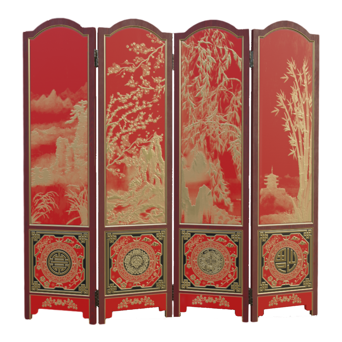 Chinese retro national style four-view Ronghua mobile screen