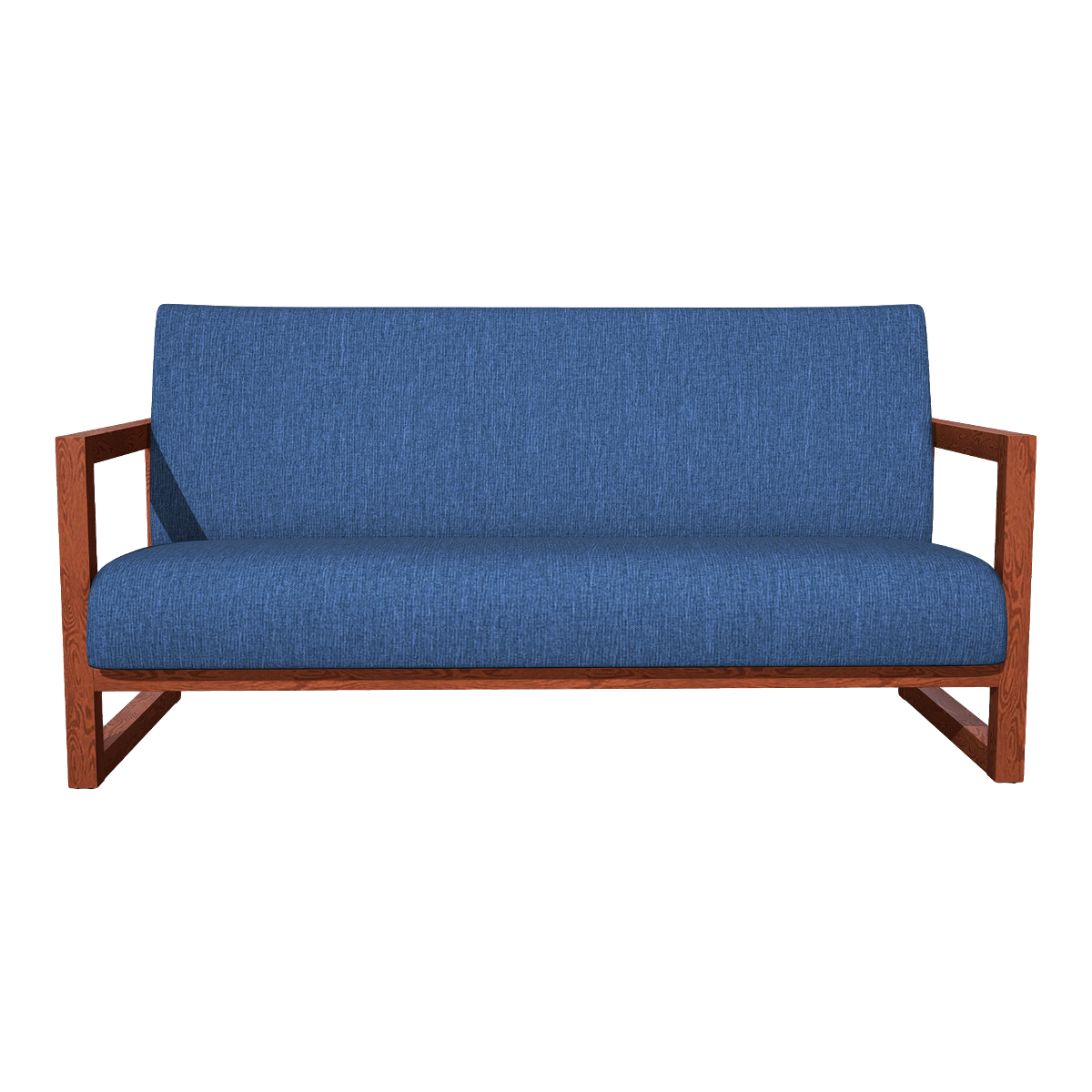 Nordic simple solid wood navy fabric multi-person sofa