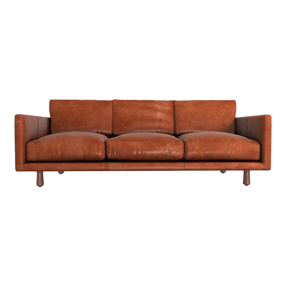 American Style Retro Tan Three-Seat Leather Sofa