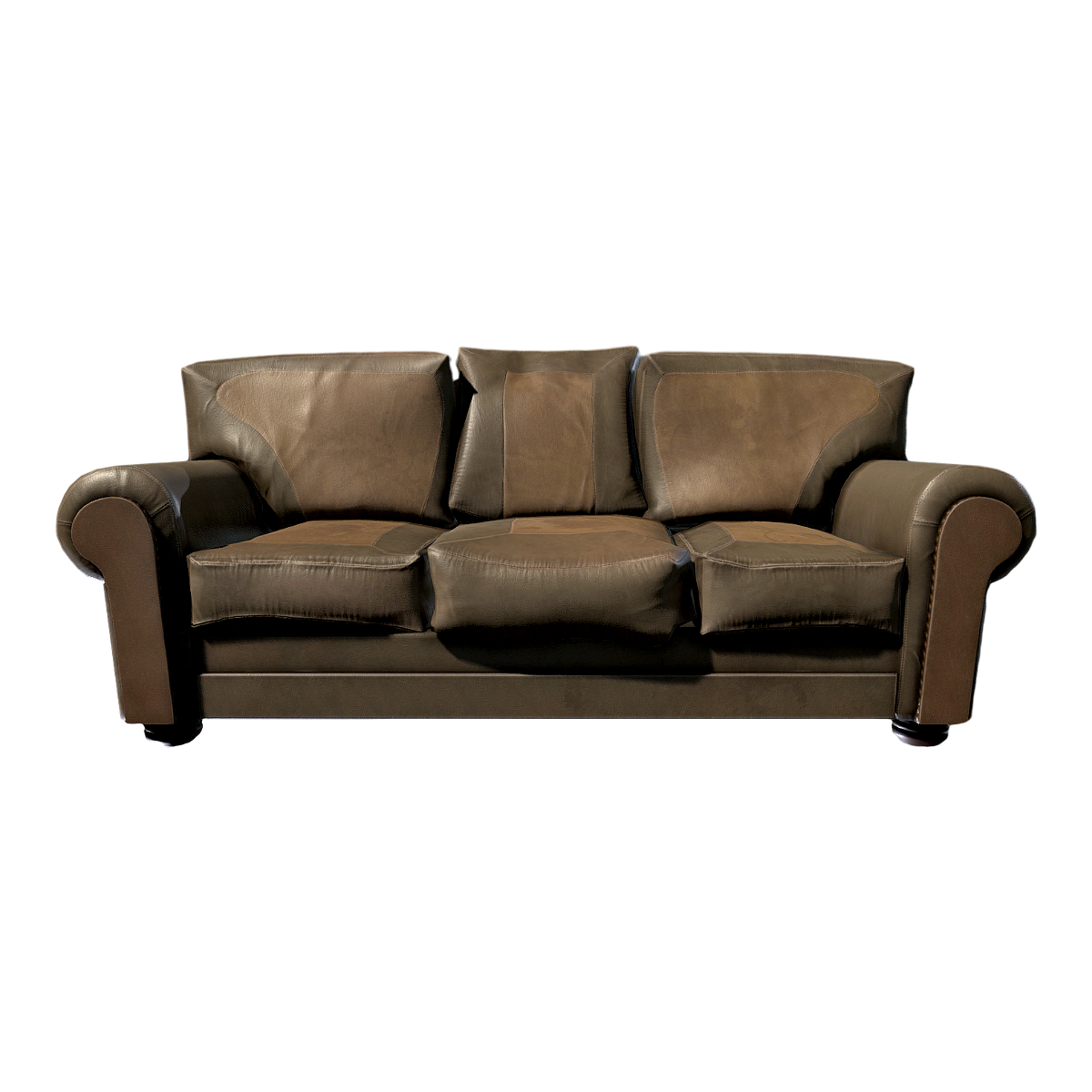 70 s British antiquated leather three-seat sofa