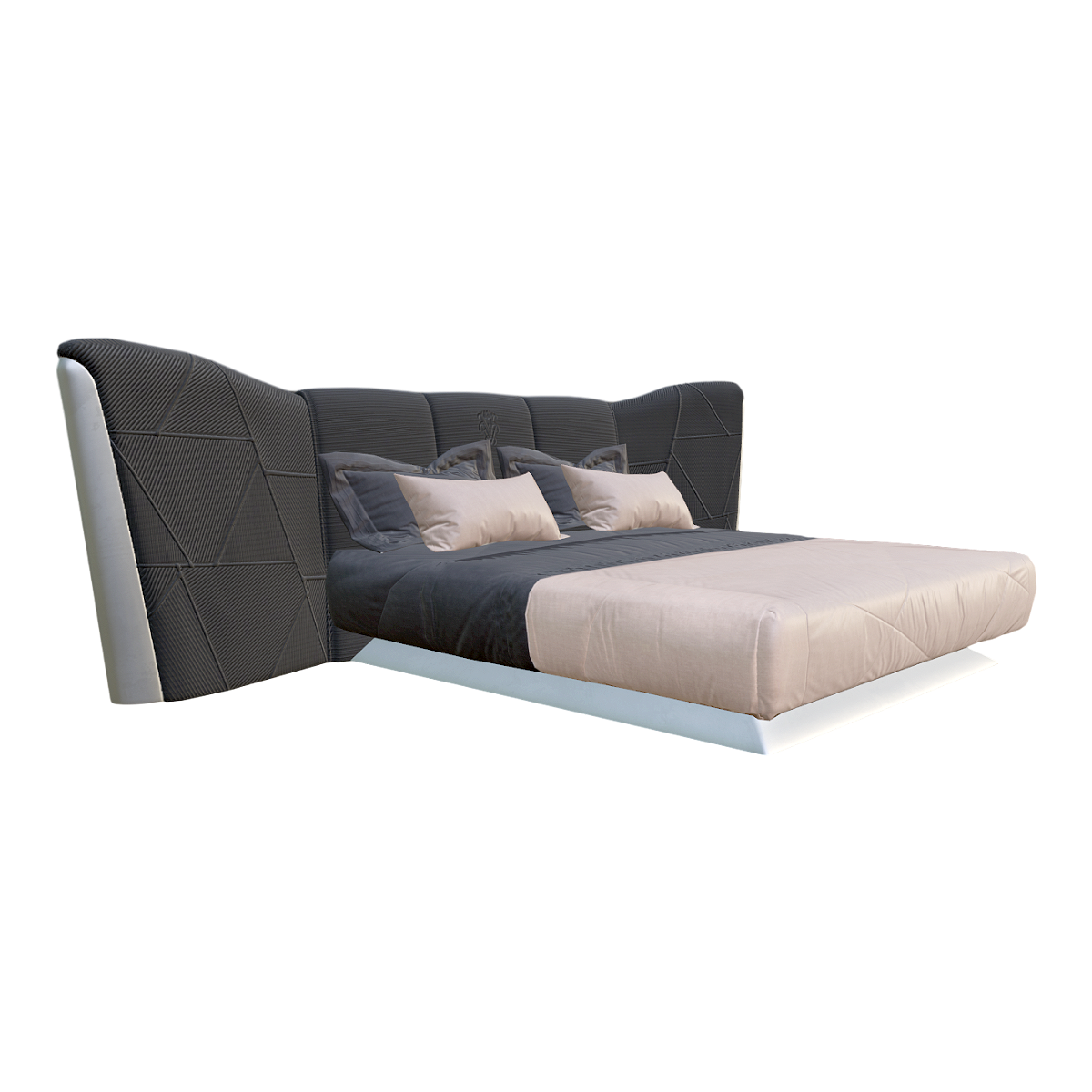 European-style Creative Design Fabric Bedroom Double Bed with Backrest