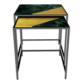 European-style Light Luxury Marble Brass Nested Double-layer Side Table