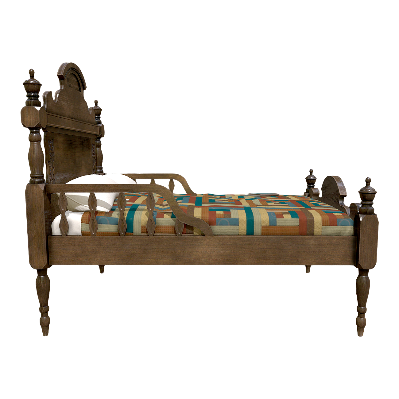 19th Century English Walnut Study Single Bed