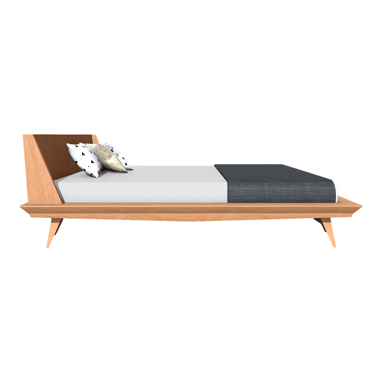 European-style modern small oak bedroom single bed