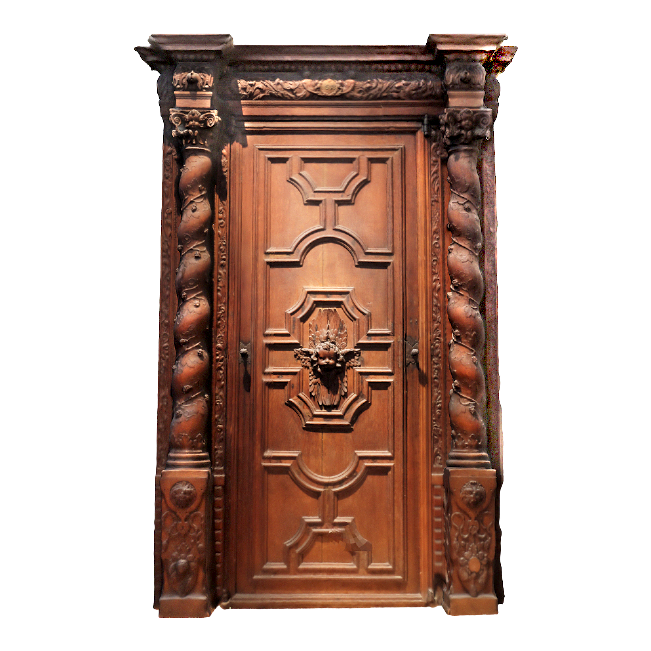 16th century Belgian Antwerp Baroque oak spiral floral wooden door