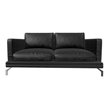 American Style Modern Style Leather Coal Jade Black Double Sofa