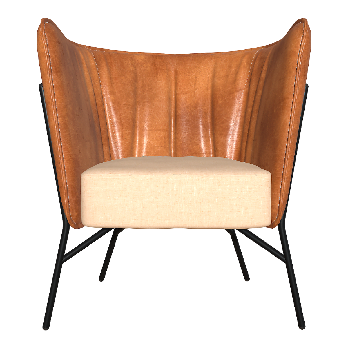 French Style Light Luxury Leather Backrest Beige Cushion Casual Chair