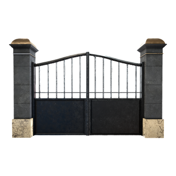 Gothic retro style coal black metal courtyard gate