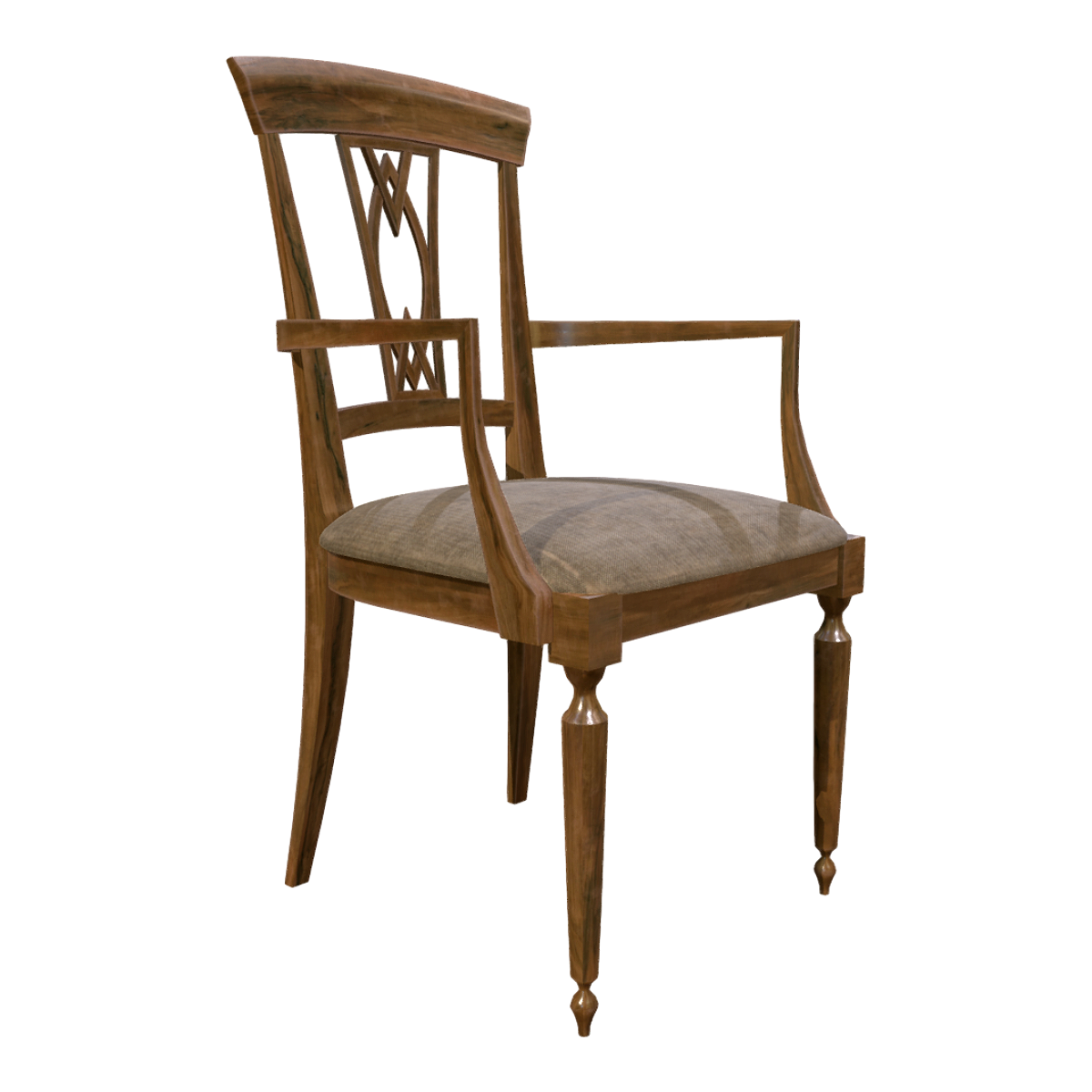 Chinese Style National Style Walnut Cotton Cushion Armchair 3D model