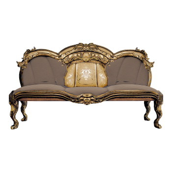 18th Century French Rococo Aristocratic Gold-inlaid Fabric Couch