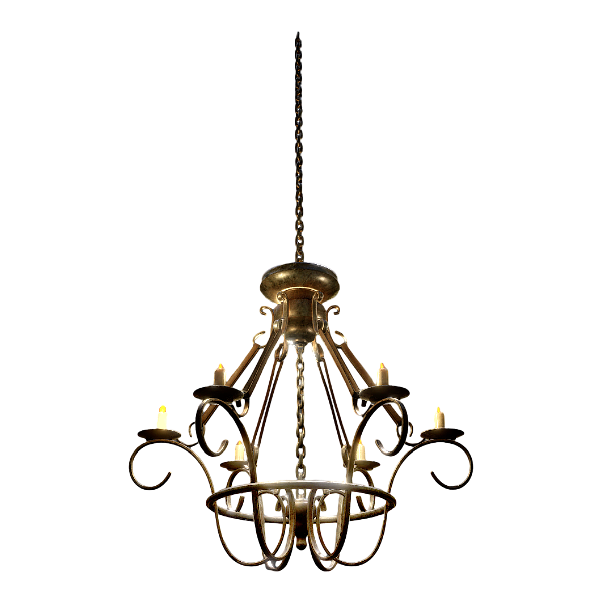 Medieval Nordic Classical Style Bronze Candle Chandelier