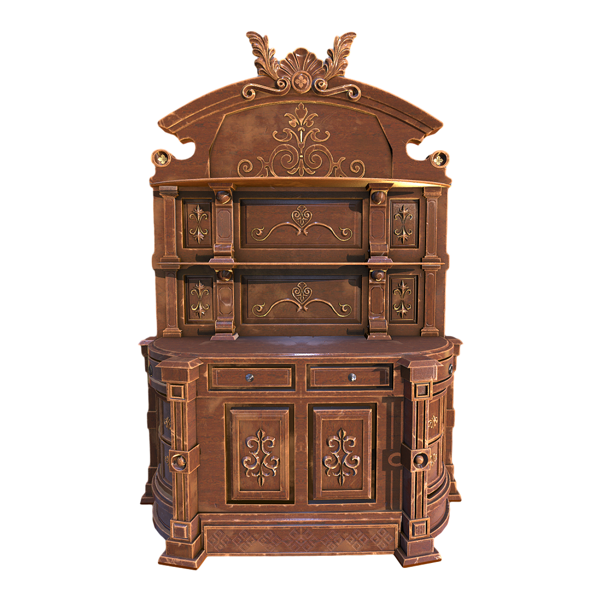 Mid-Century Nordic Style Smoked Wood Multi-Function Storage Cabinet