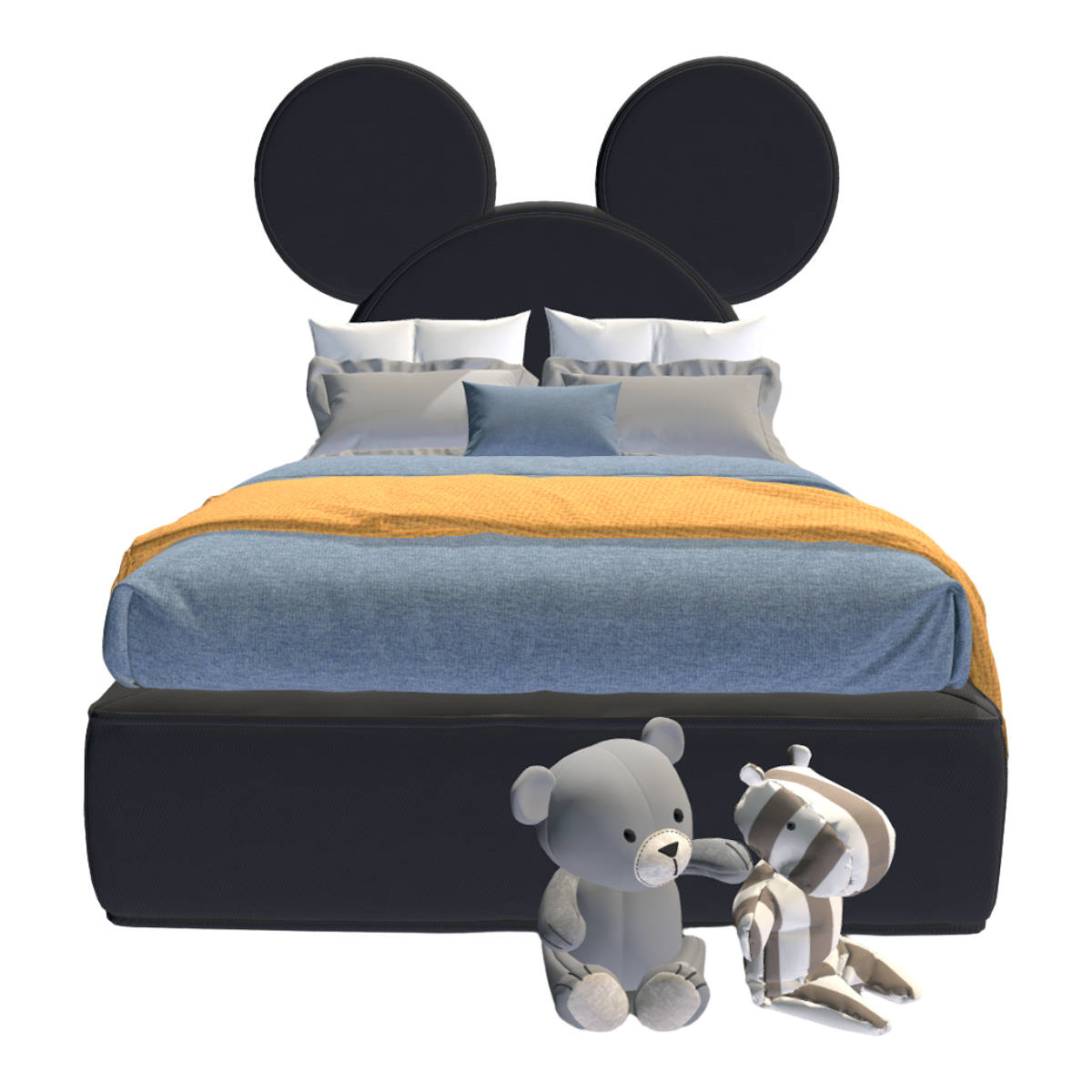 Mickey Mouse cute wind fabric big ears children's bedroom bed