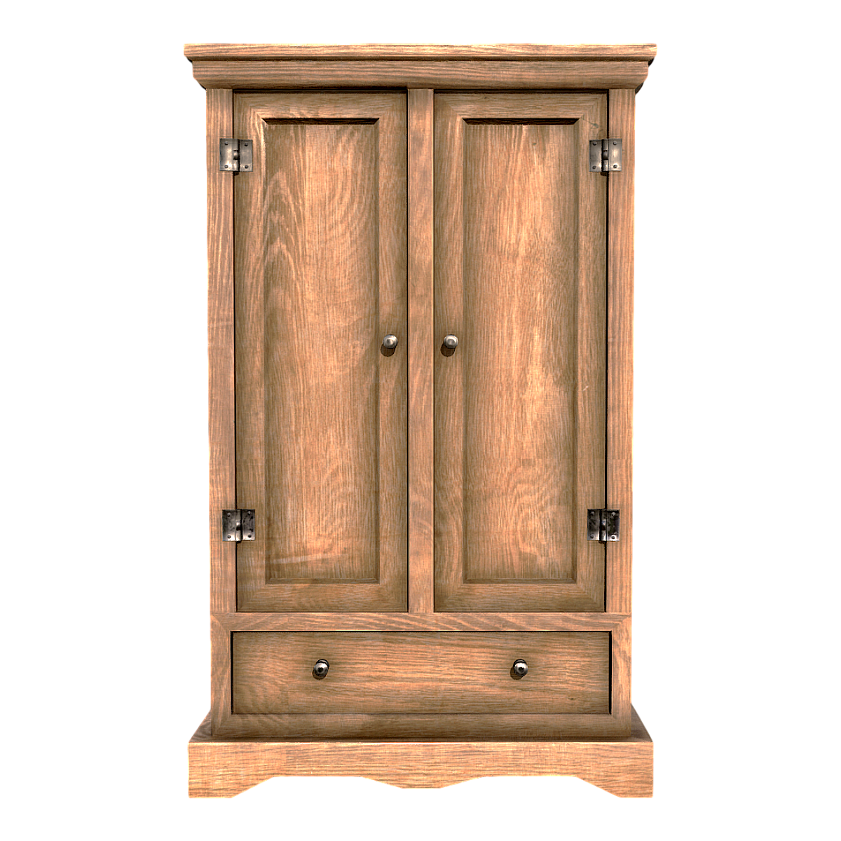 Nordic Old-style White Wax Coarse Wooden Wardrobe