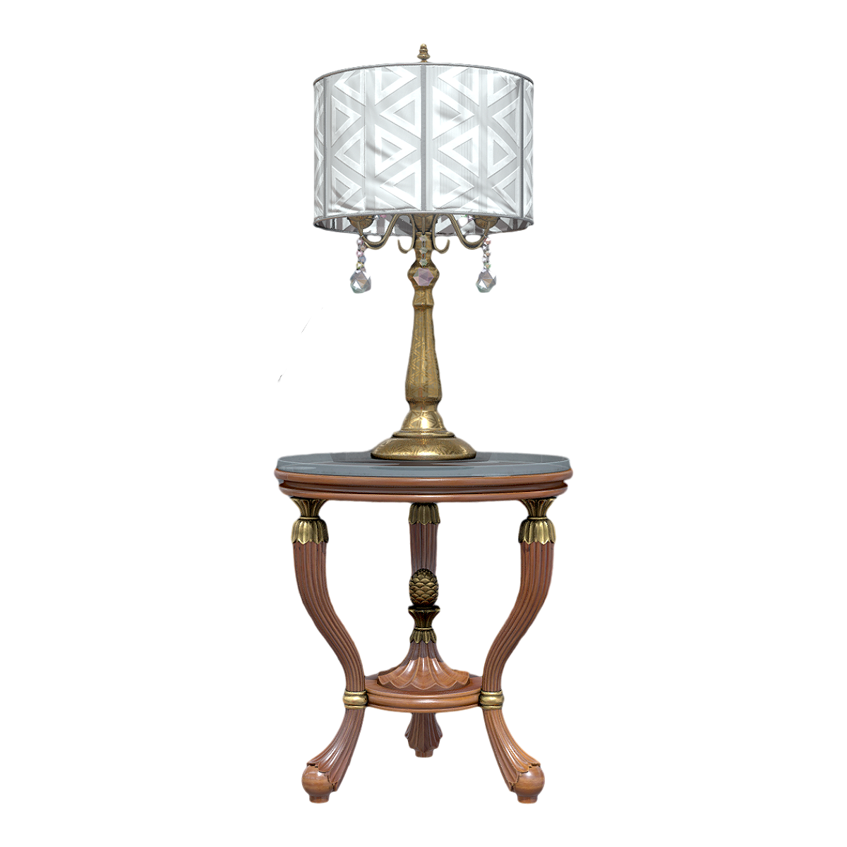 Western European style gorgeous bedroom table lamp with mahogany lamp stand