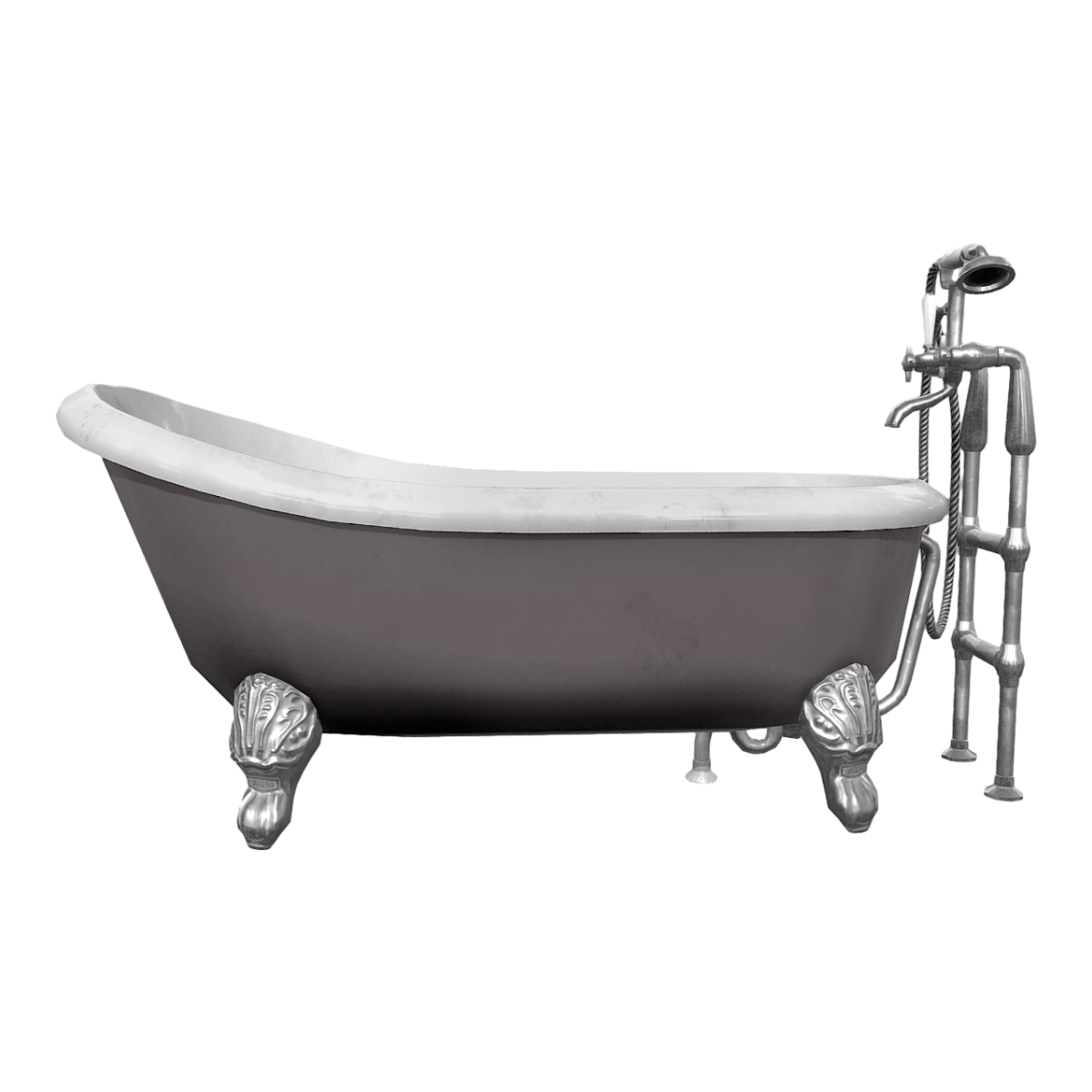 British Style Vintage Black and White Bathroom Bathtub
