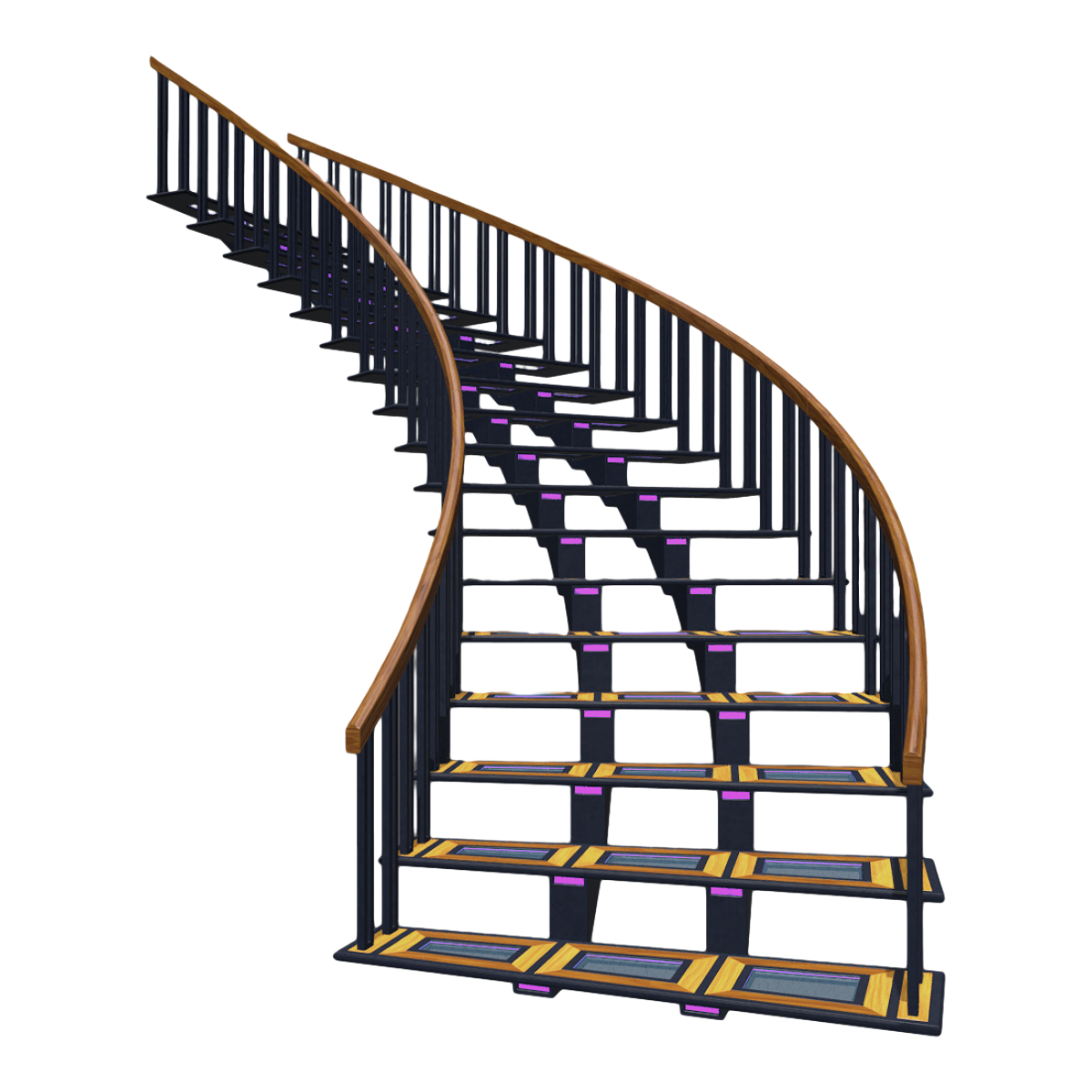 Italian Art Deco wooden spiral staircase