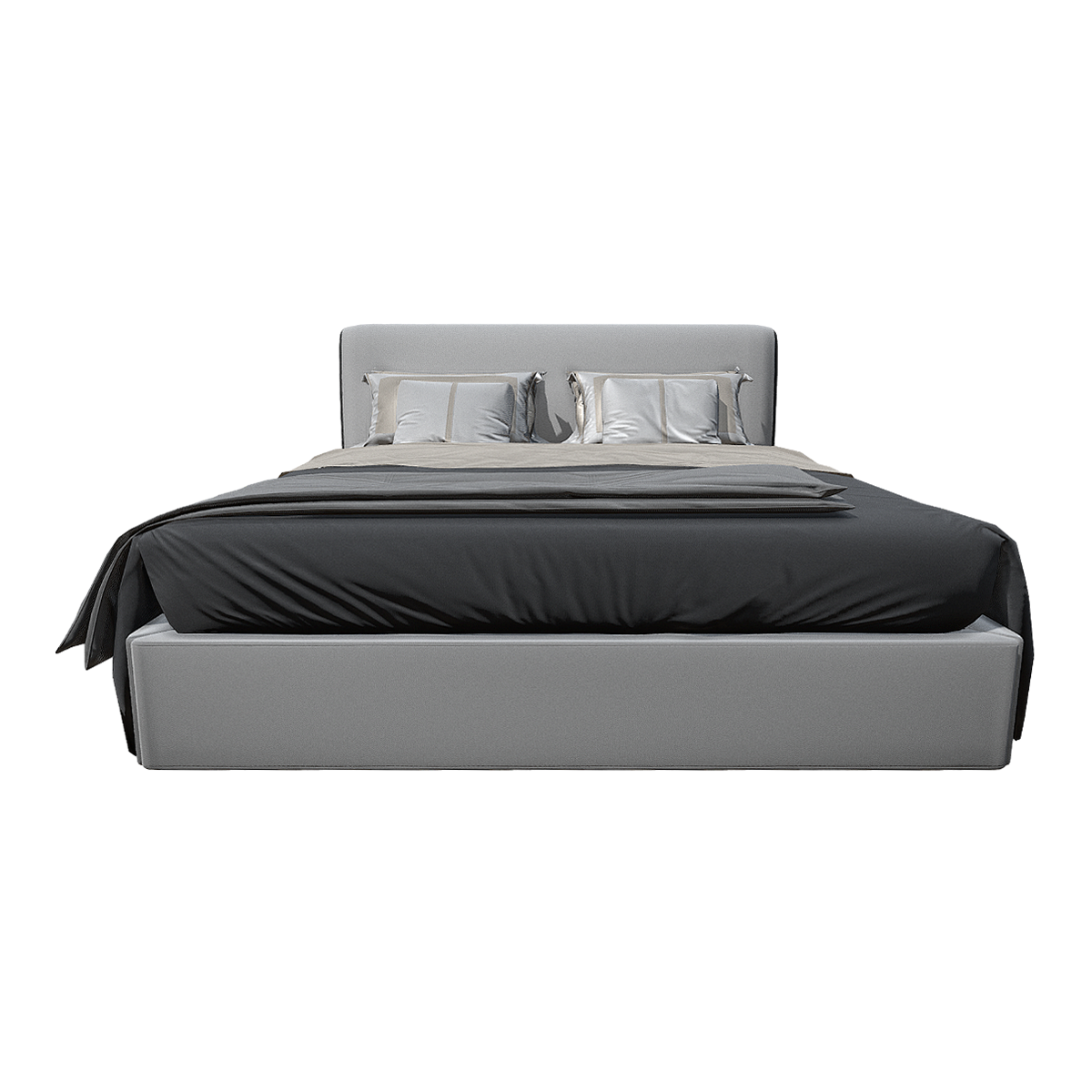 French Modern Dark Theme Velvet Fabric Double Bed