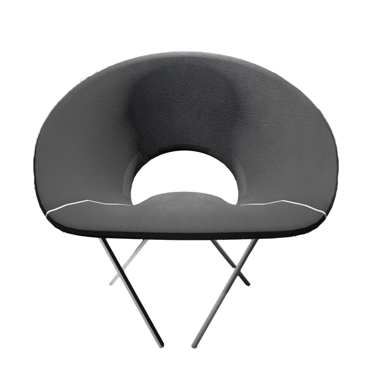 French Creative Design Black Leather Ring Backrest Chair