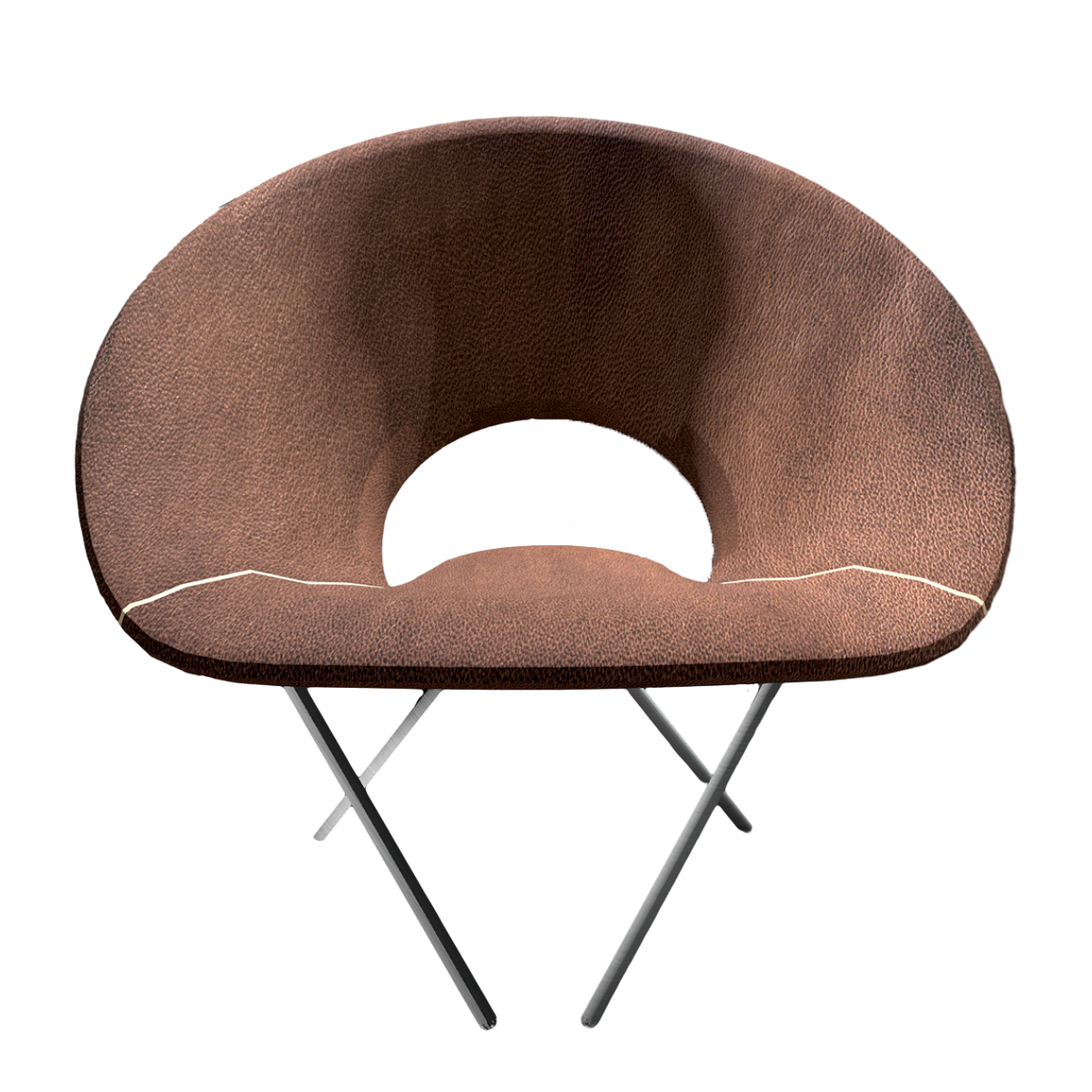 French Creative Design Brown Leather Ring Backrest Chair