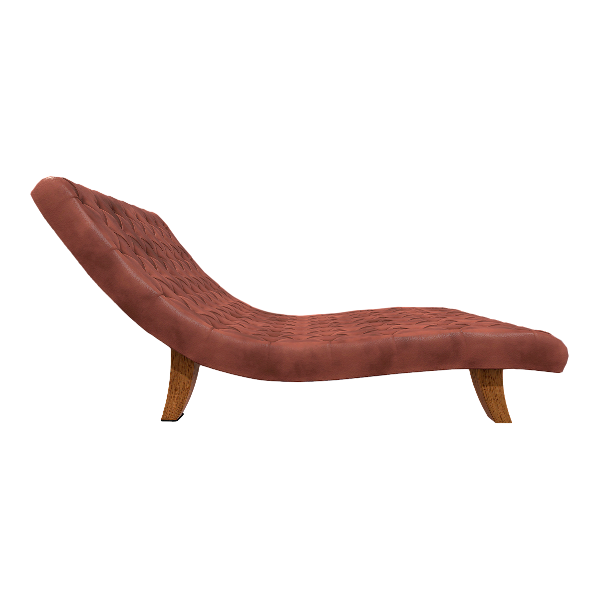 British Style Classic Style Buckle Style Dark Red Leather Chaise