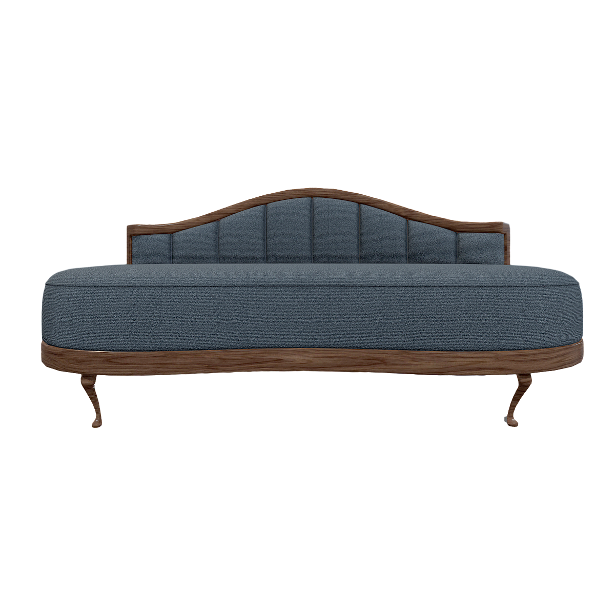 Vintage British Style Black Walnut Velvet Fabric Couch