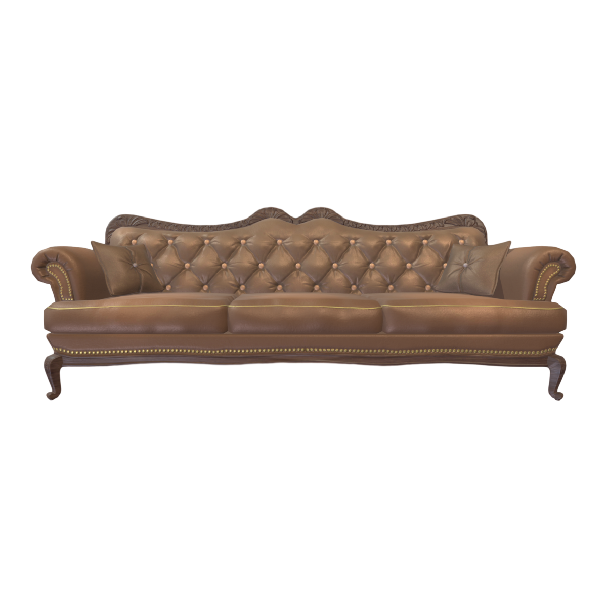 British-style Victorian-style leather three-seat sofa