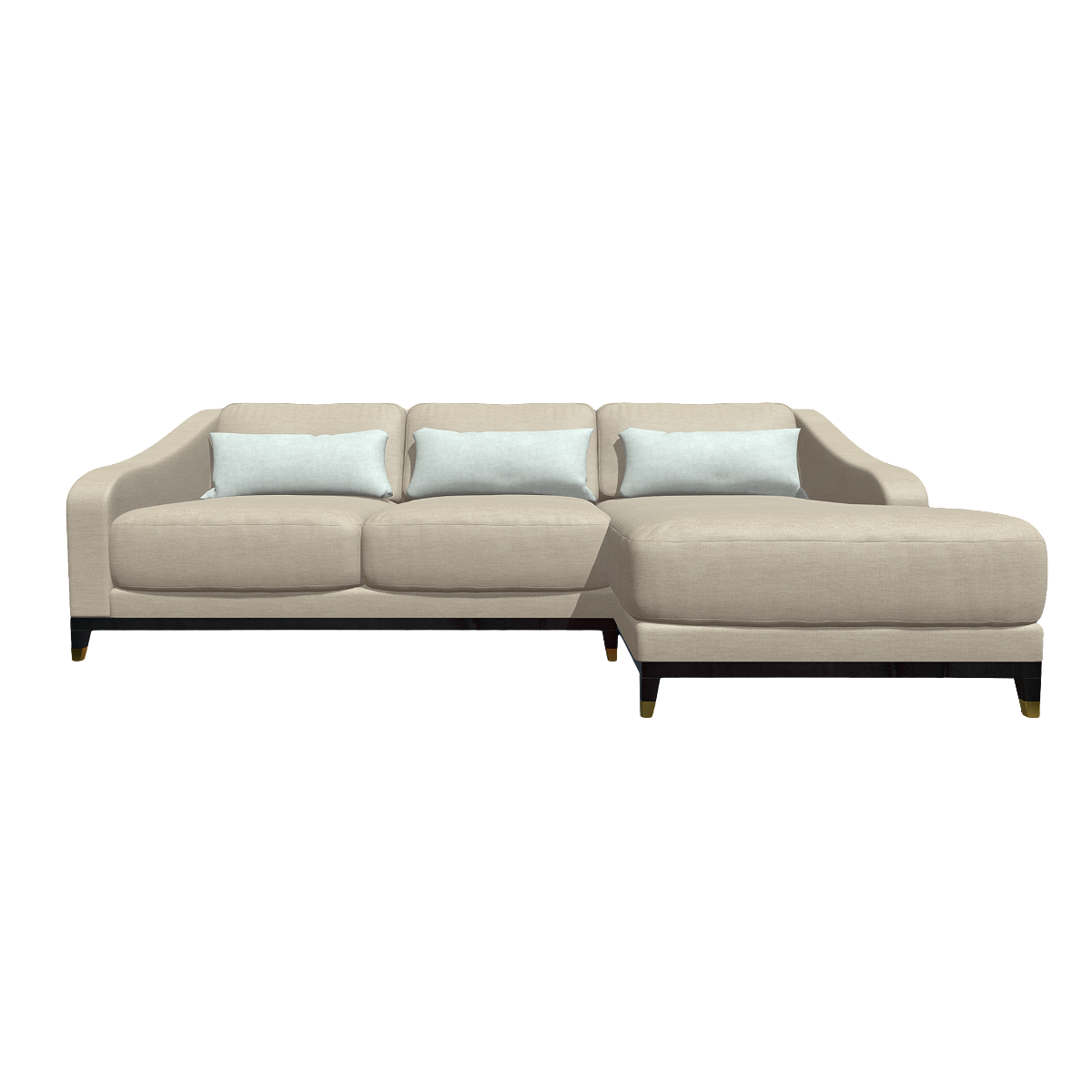 British-style modern beige fabric L-shaped corner sofa