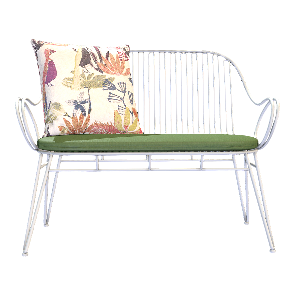 British Modern Style Wrought Iron Outdoor Courtyard Bench