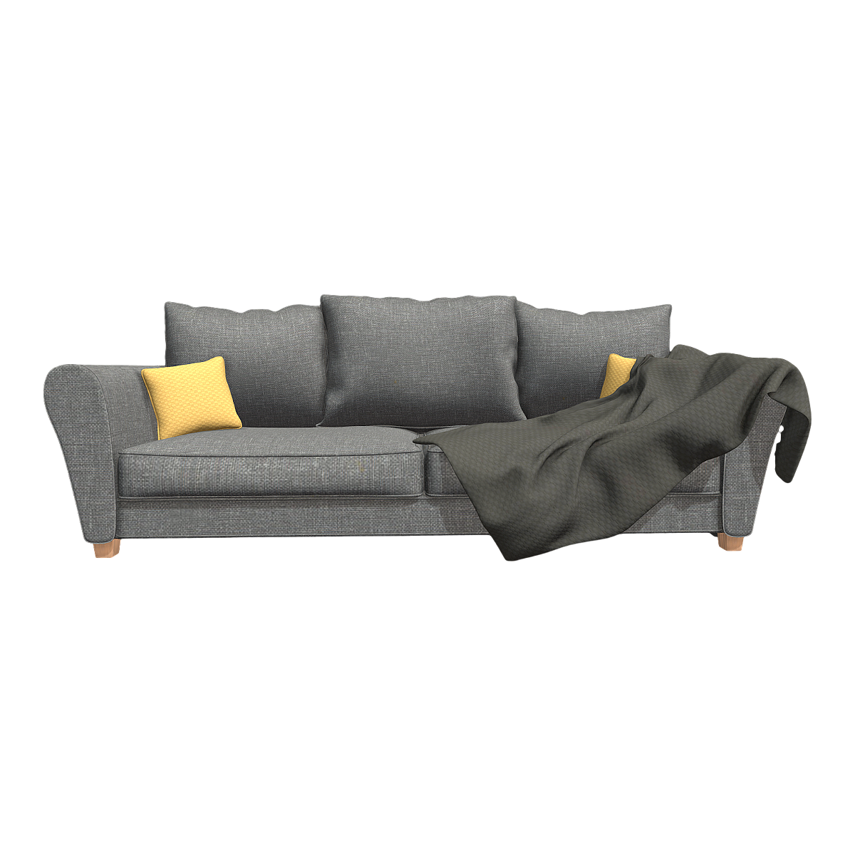 British-style modern slate gray fabric three-seat sofa