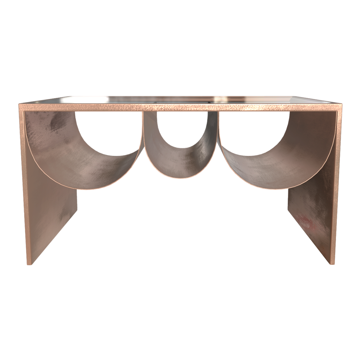 French Creative Design Bronze Art Glass Square Table