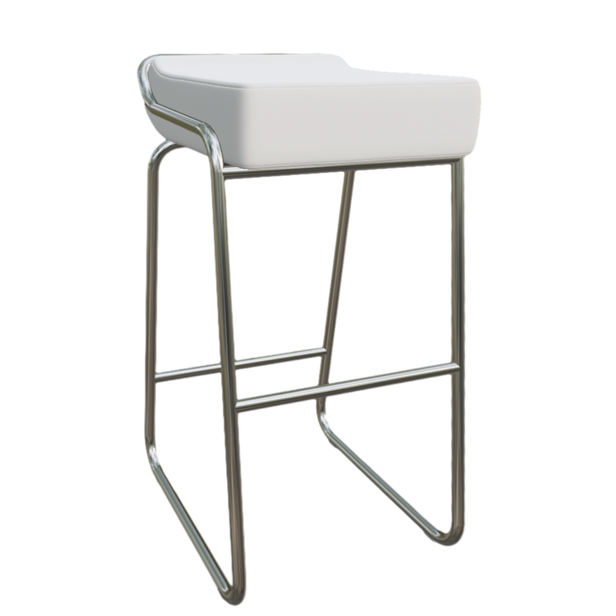 French Modern Style White Leather Cushion Stainless Steel Craft Bench