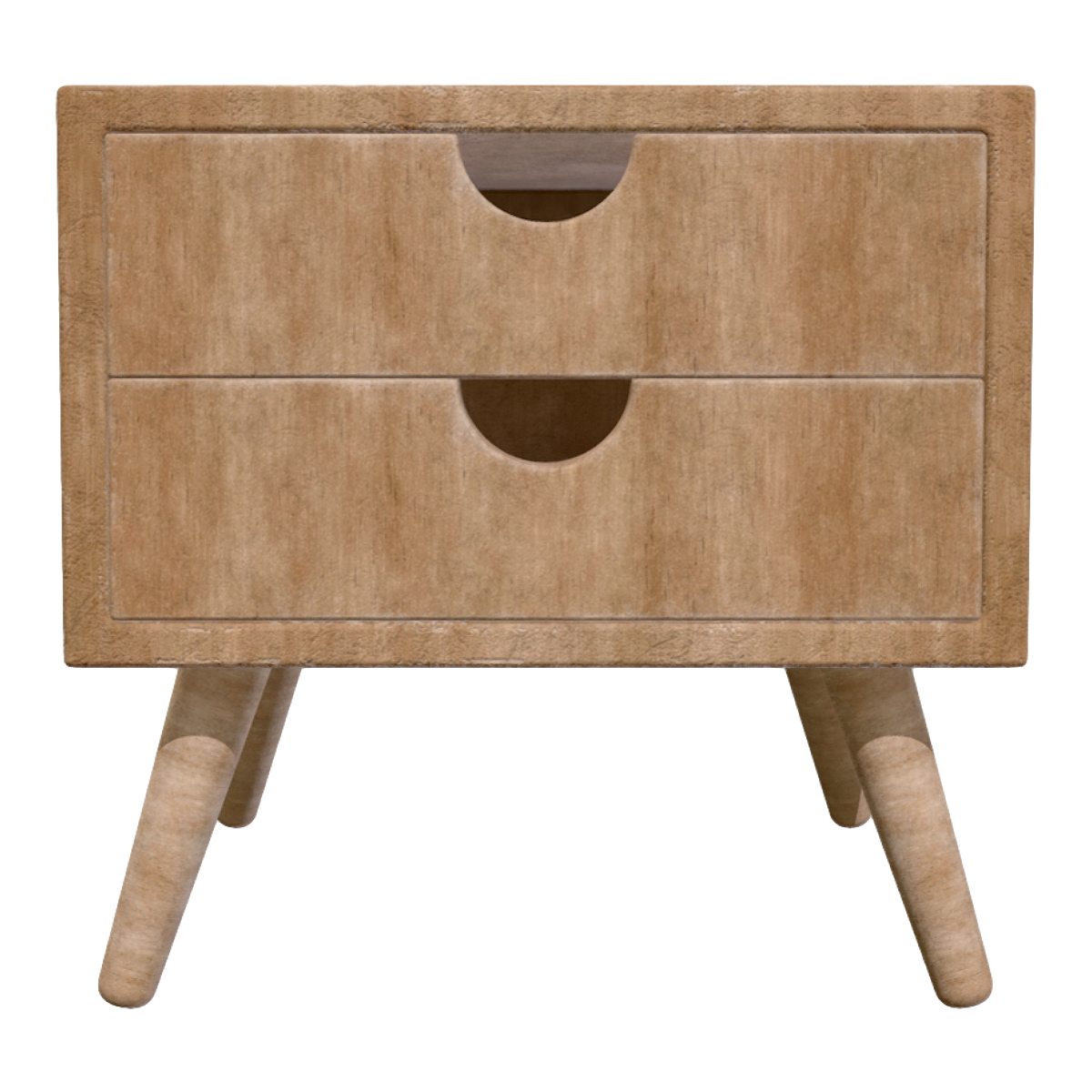 Nordic Style Modern Style Chinese Fir Double Drawer Bedside Cabinet