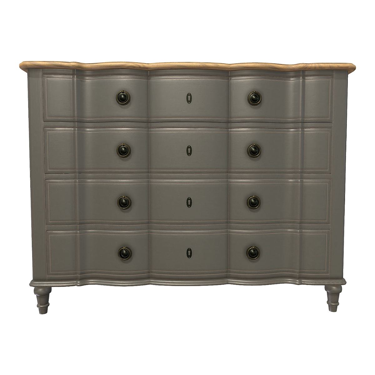 British style retro olive green oak multi-layer chest of drawers