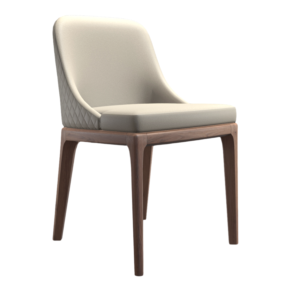 French Fashion Black Walnut Style Beige Leather Chair