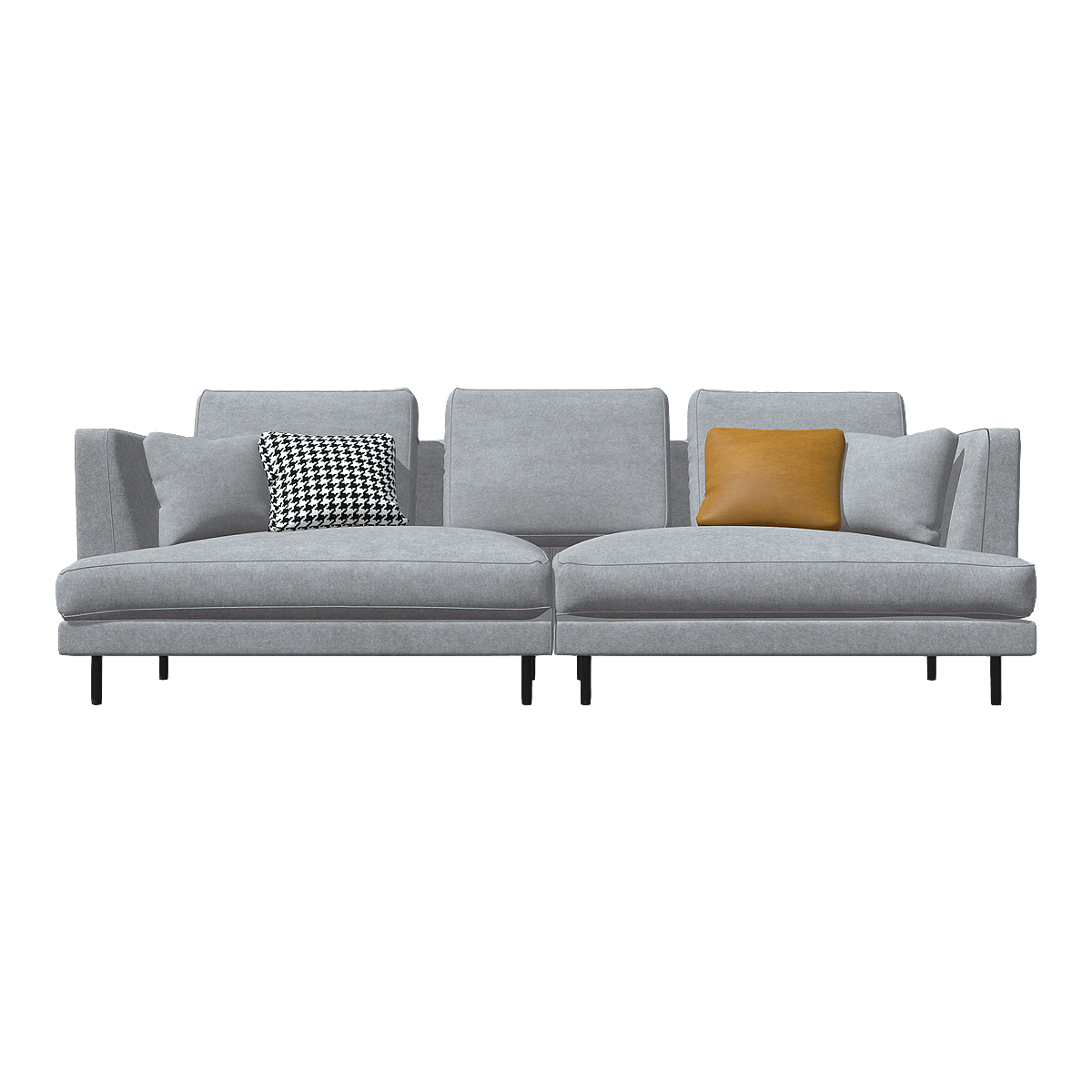 American style modern slate gray fabric three-seat sofa
