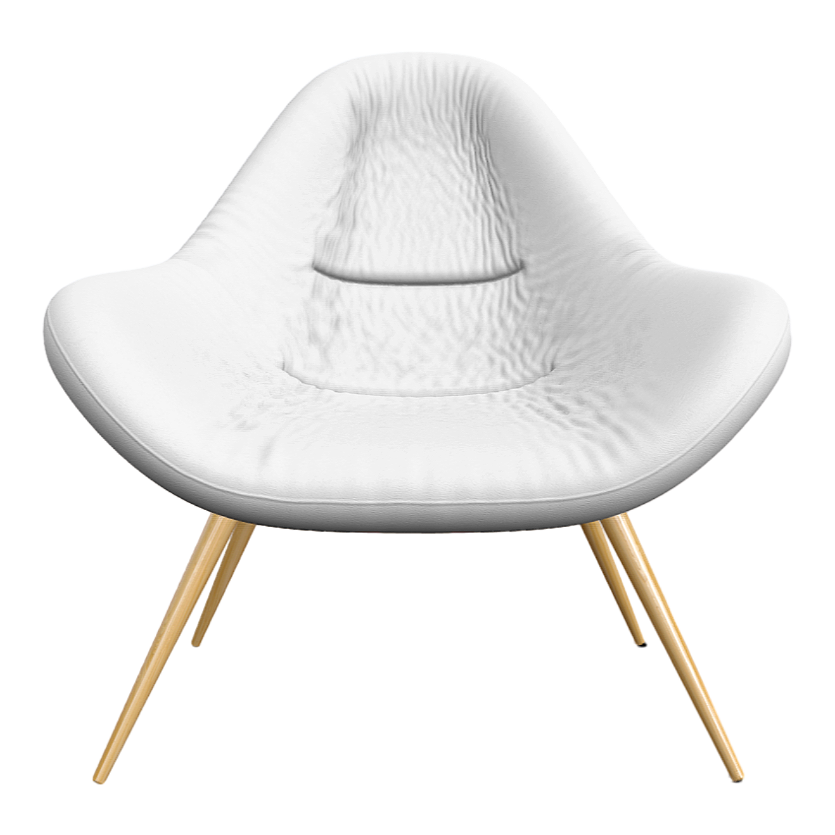 French Modern Style Curved Design Snow White Leather Armrest Angle Chair