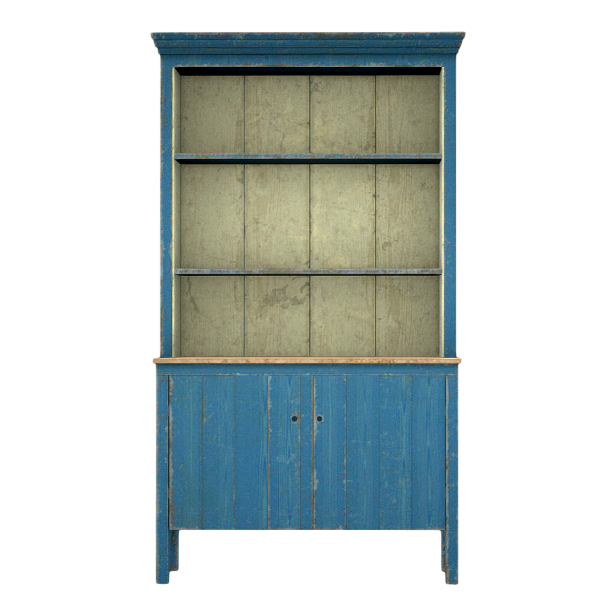 European-style Old Blue Paint Coarse Wood Four-layer Cabinet