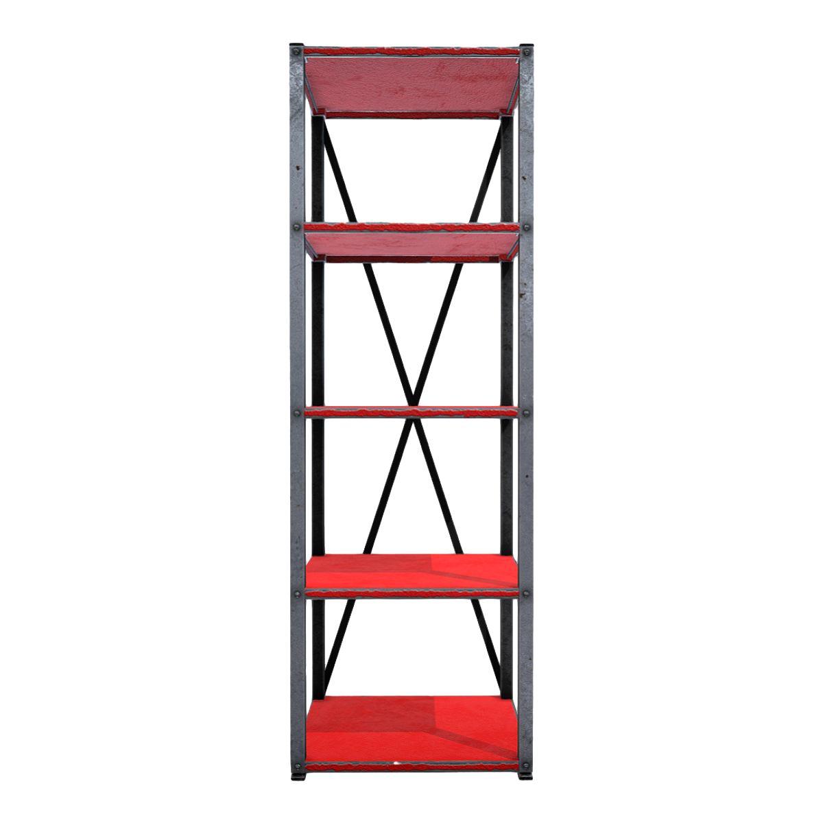 American Old Warehouse Red Metal Four-Layer Narrow Shelf