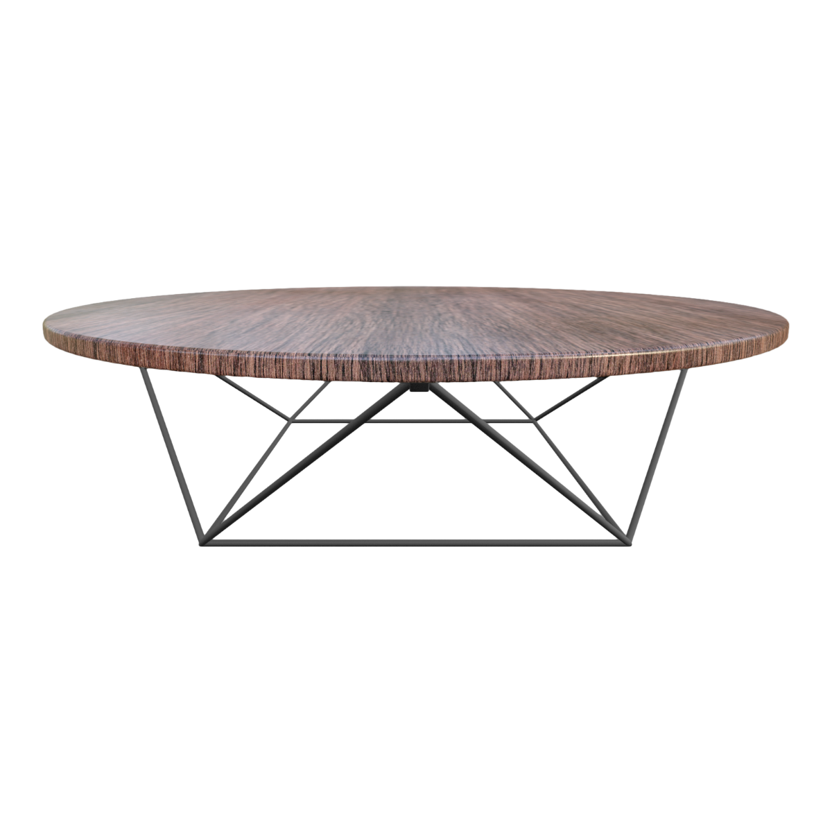 Italian Modern Style Metal Stand Black Walnut Round Coffee Table